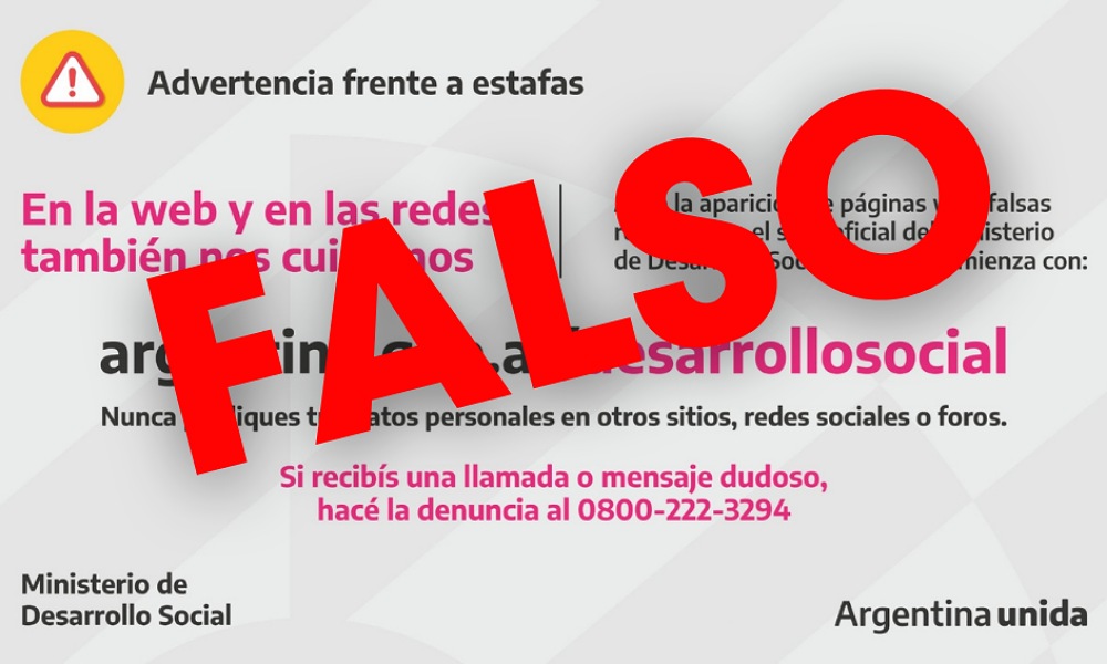 Alerta: difunden información falsa sobre una ayuda social.