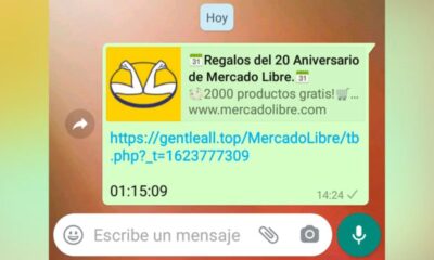 Mercado Libre alerta sobre un sorteo falso que circula por WhatsApp.