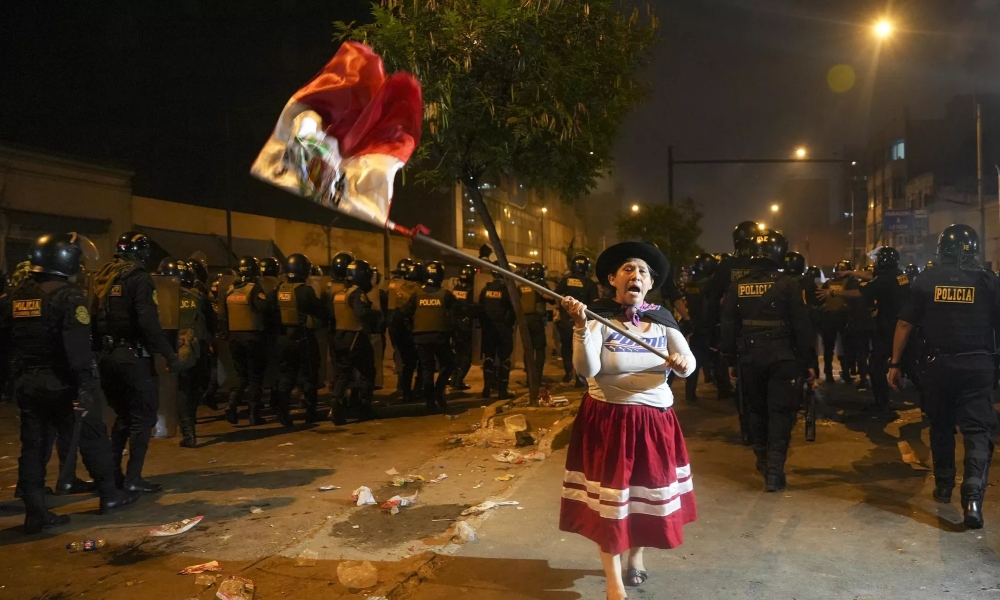 Aida Aroni, la mujer indígena que es nuevo símbolo de las protestas en Perú.