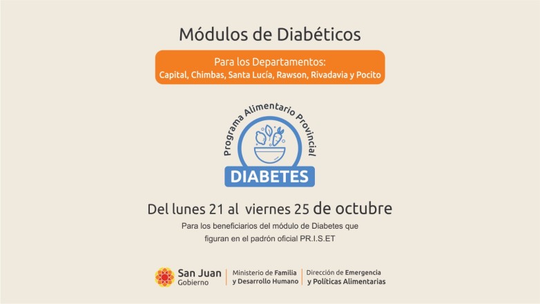 Se viene una nueva entrega de módulos alimentarios para personas con diabetes