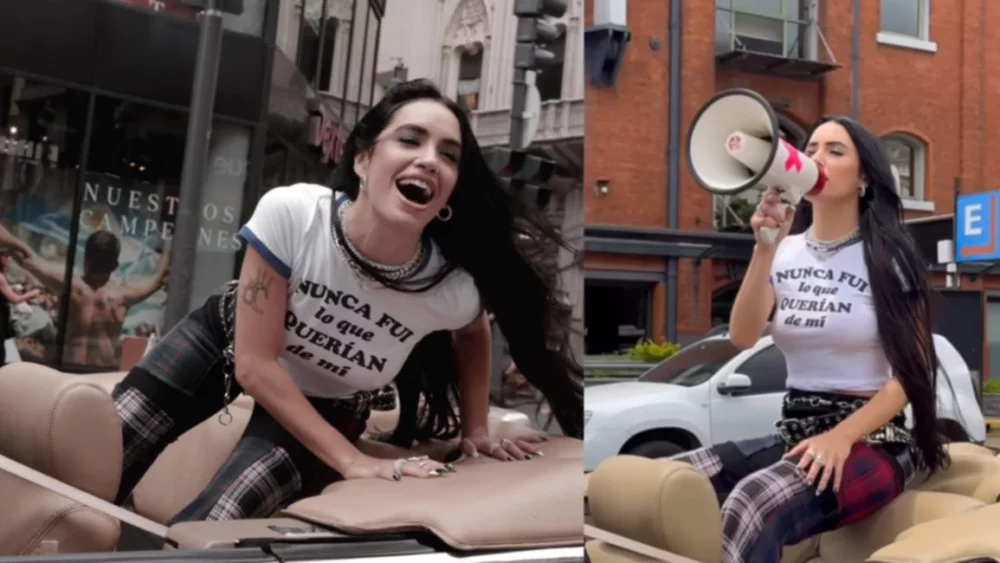 Lali Espósito recorrió la Ciudad de Buenos Aires en un descapotable y anunció su nueva canción