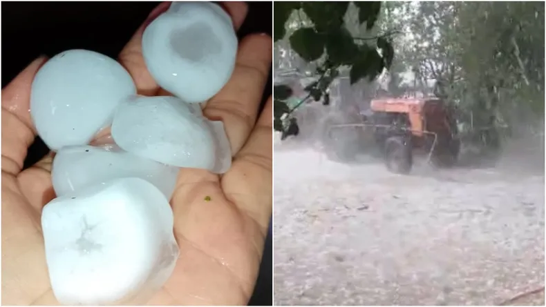 Impresionante caída de granizo en 25 de Mayo y Sarmiento: las imágenes del temporal en el Sureste de San Juan