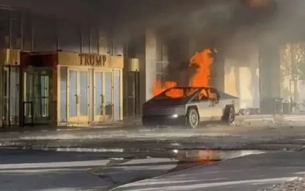 Explotó un auto Tesla en la puerta de una torre de Donald Trump en Las Vegas e investigan un atentado