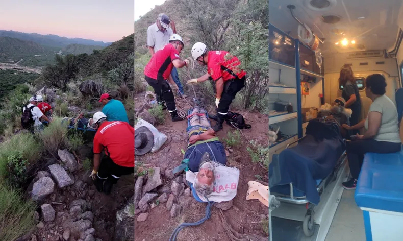 Impactantes imágenes del rescate de un anciano en Valle Fértil: estaba perdido en la sierra